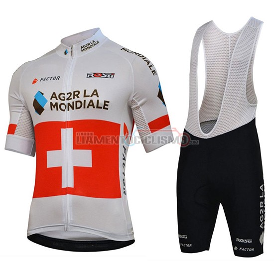 Abbigliamento Ciclismo Ag2r La Mondiale Manica Corta 2018 Campione Svizzera